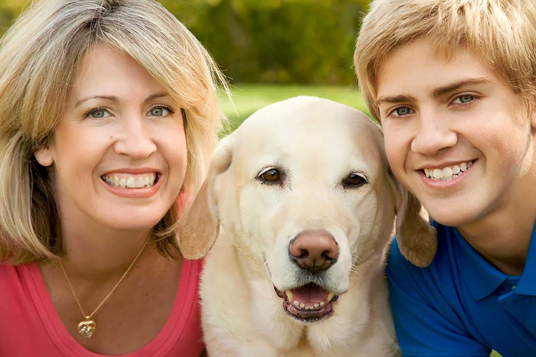 family with dog